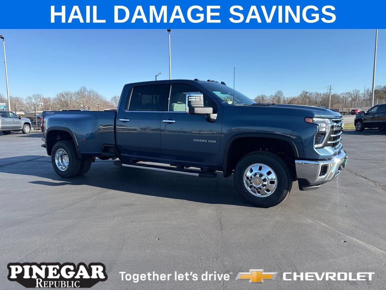 2026 Chevrolet Silverado 3500 HD LTZ DRW in Lakeshore Blue Metallic — front three-quarter view