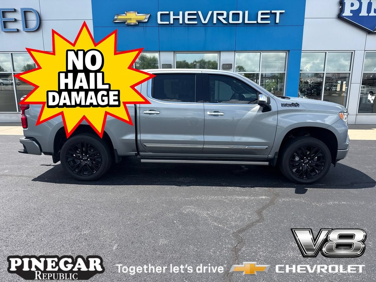 2025 Chevrolet Silverado 1500 High Country in Sterling Gray Metallic — front three-quarter view