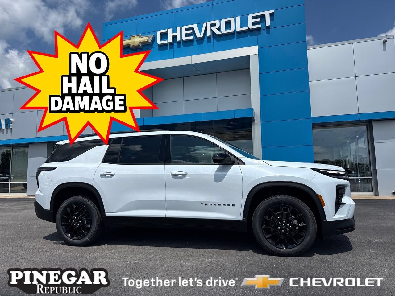 2026 Chevrolet Traverse LT in Polar White Tricoat — front three-quarter view