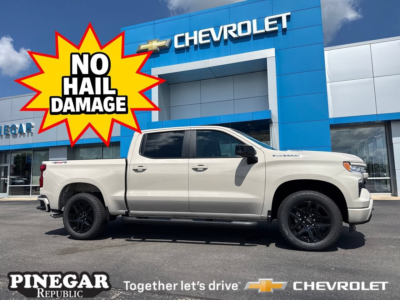 2026 Chevrolet Silverado 1500 RST in White Sands — front three-quarter view