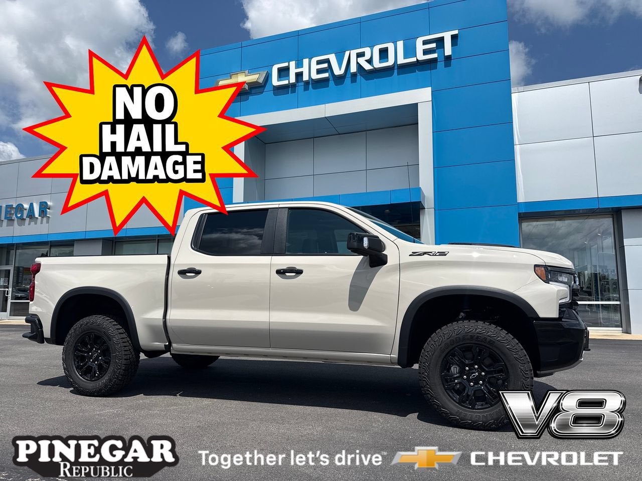 2026 Chevrolet Silverado 1500 ZR2 in White Sands — front three-quarter view