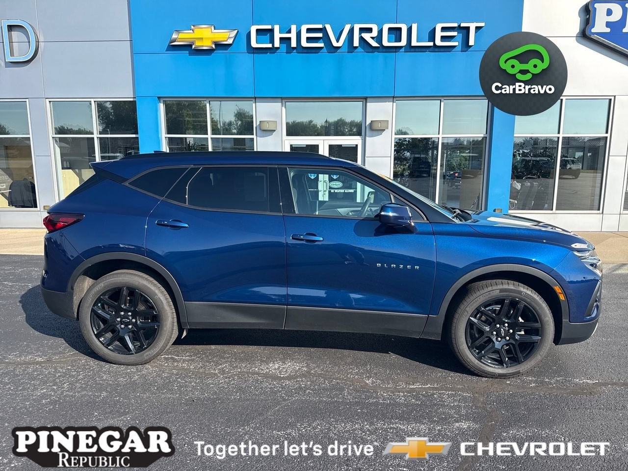 2022 Chevrolet Blazer 2LT in Blue Glow Metallic — front three-quarter view